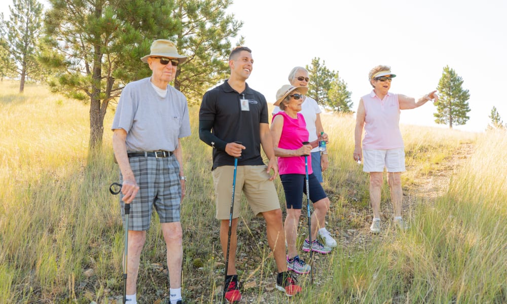Residents taking a hike at Touchmark on Saddle Drive in Helena, Montana