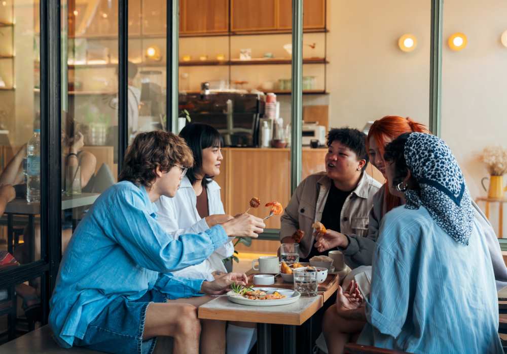 Residents having lunch at Main Street Vista in Holly Springs, North Carolina 
