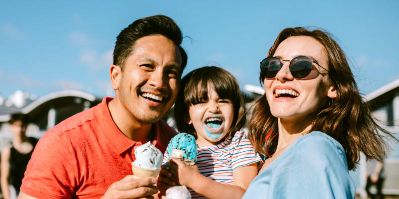 A family eating ice cream near Carl Vinson Park in Lemoore, California