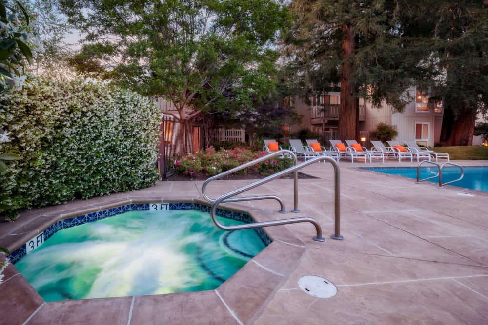 Outdoor hot tub at Brookdale Apartments in San Jose, California