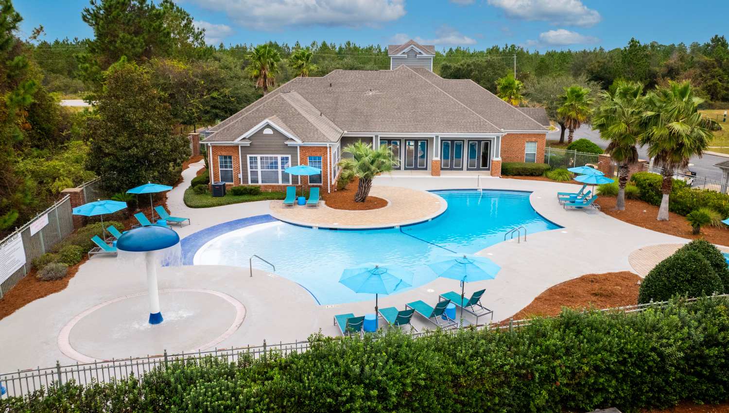 Pool and splash pad at Odyssey Lake in Brunswick, Georgia