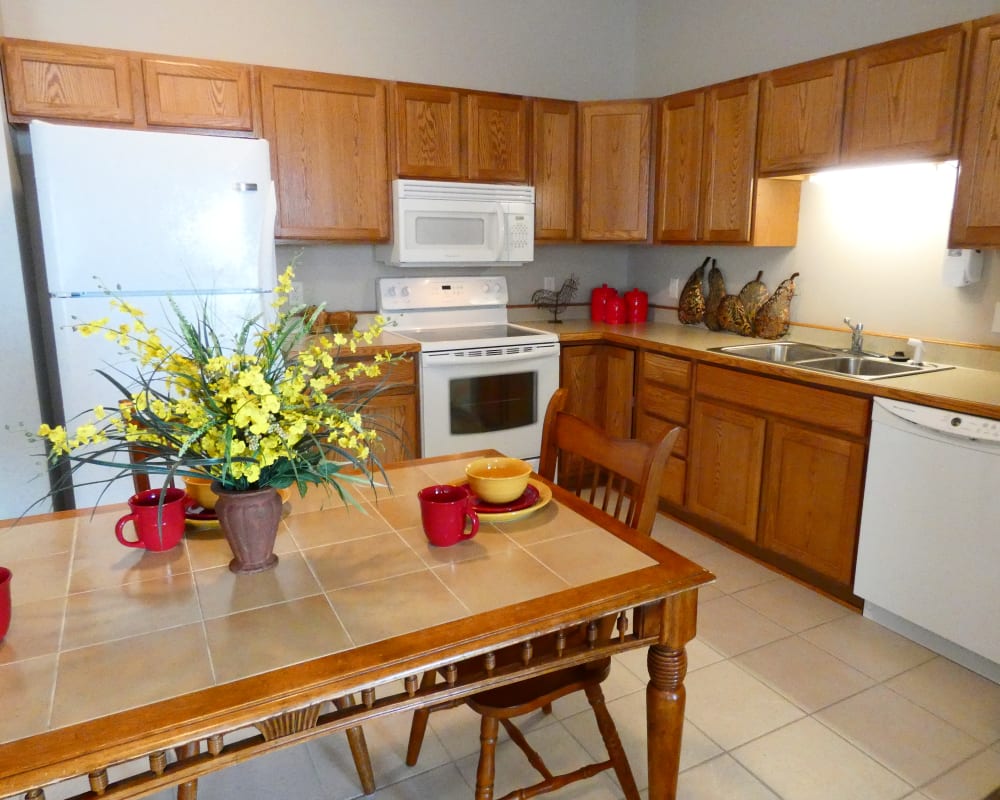 A full kitchen at The Lakeside Village in Panora, Iowa.
