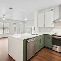 Kitchen with quartz countertops at Dorian and Encore in Plano, Texas