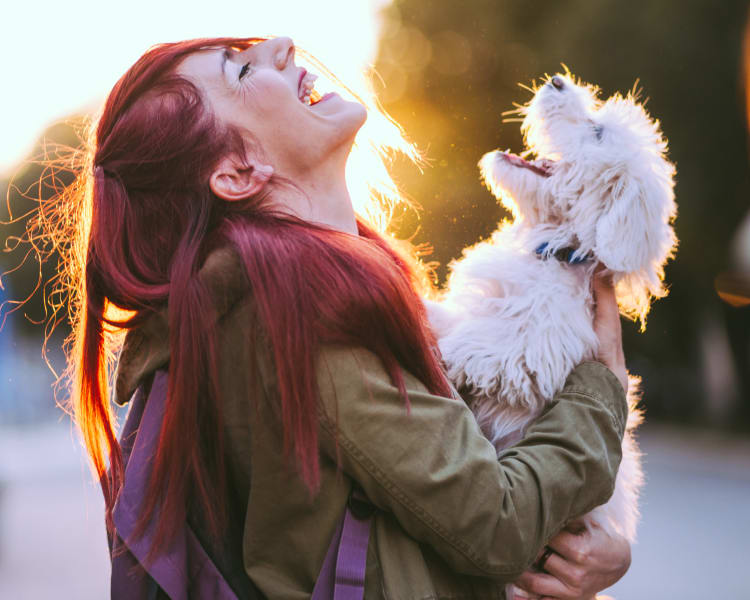 Resident and her pup near The District in Charlotte, North Carolina