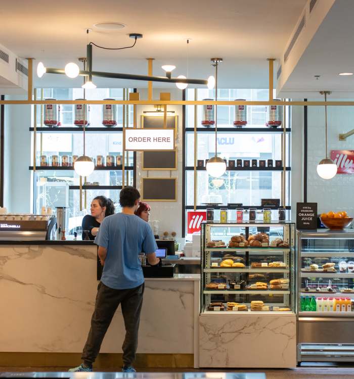 Inside a cafe near The Residences at Justison Landing in Wilmington, Delaware