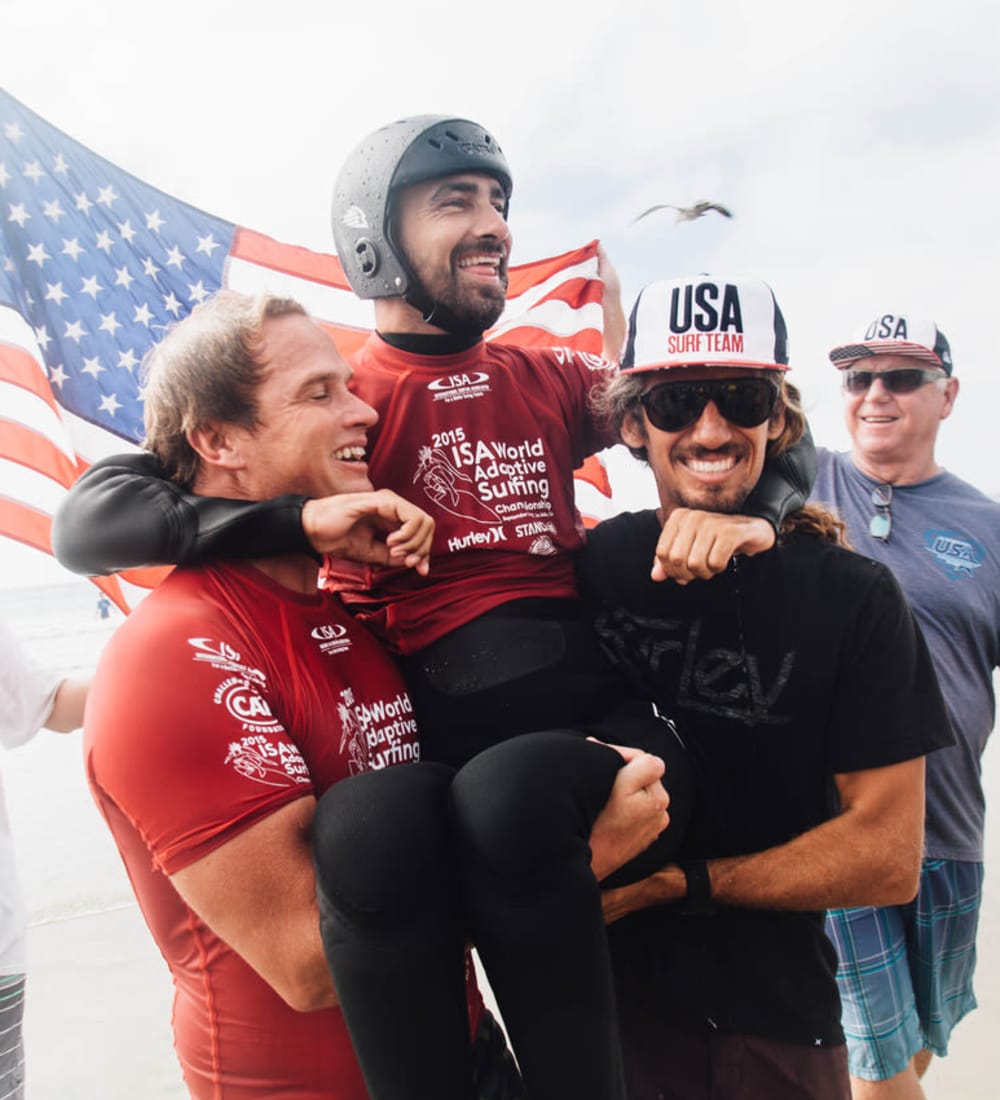 Jesse Billauer with the US surf team