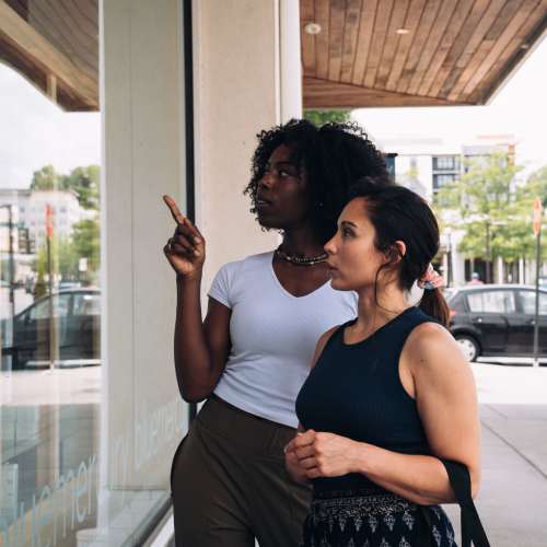 Friends shopping near The Maximillian at Stonefield in Charlottesville, Virginia