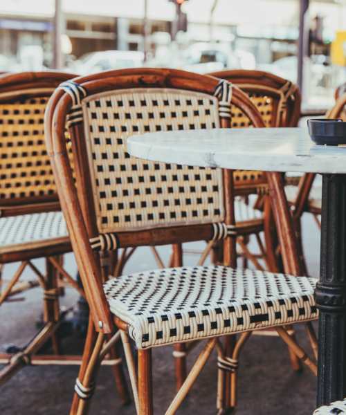 Outdoor seating near Labelle Greene II in Wheeling, West Virginia