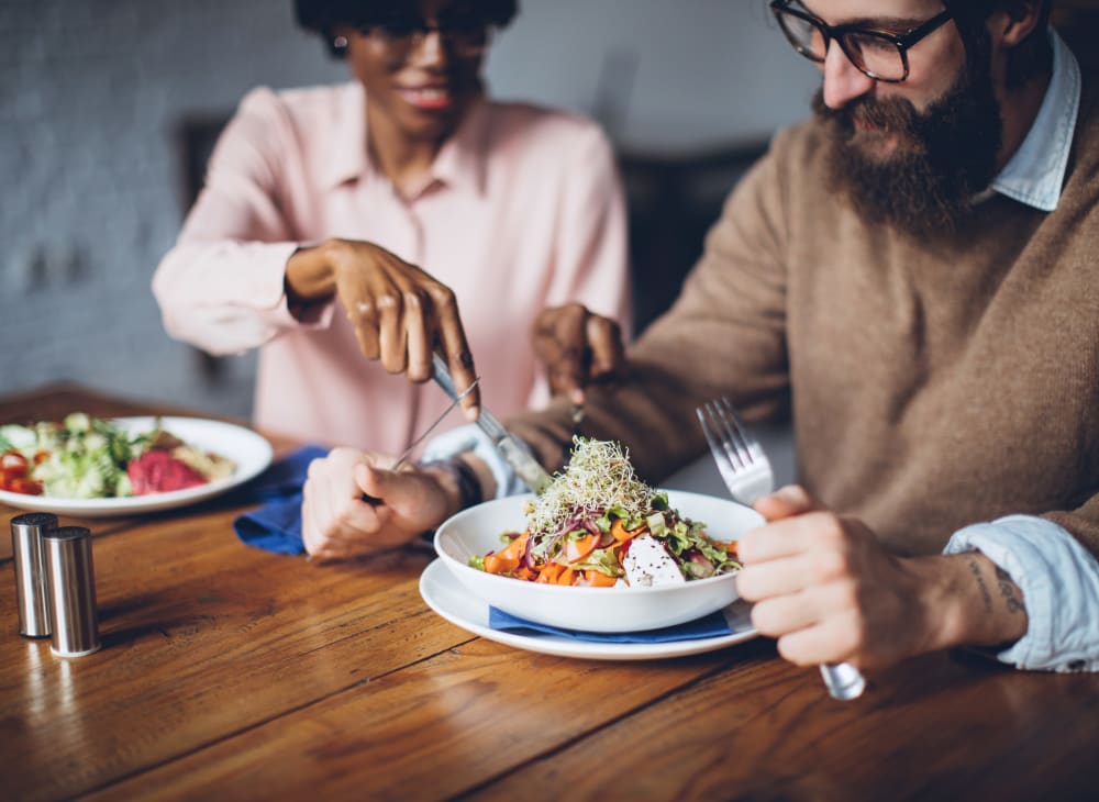 A couple eating in restaurant near NAS North Island in San Diego, California