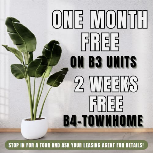 Lavera At Lake Highlands One month free on B3 apartments and 2 Weeks on B4 - 2 bedroom townhomes - Lease by April 30th