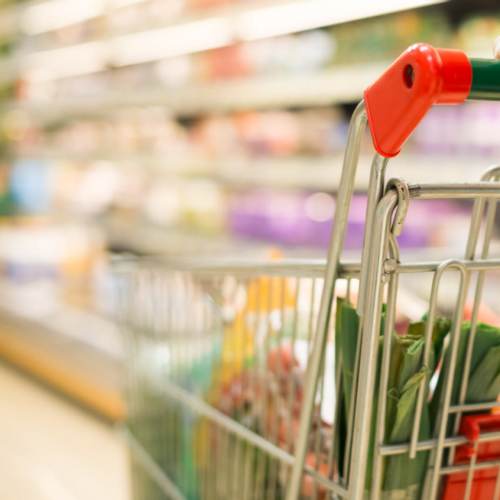 Shopping cart at a grocery store near Sawgrass Greene in Grayson, Kentucky
