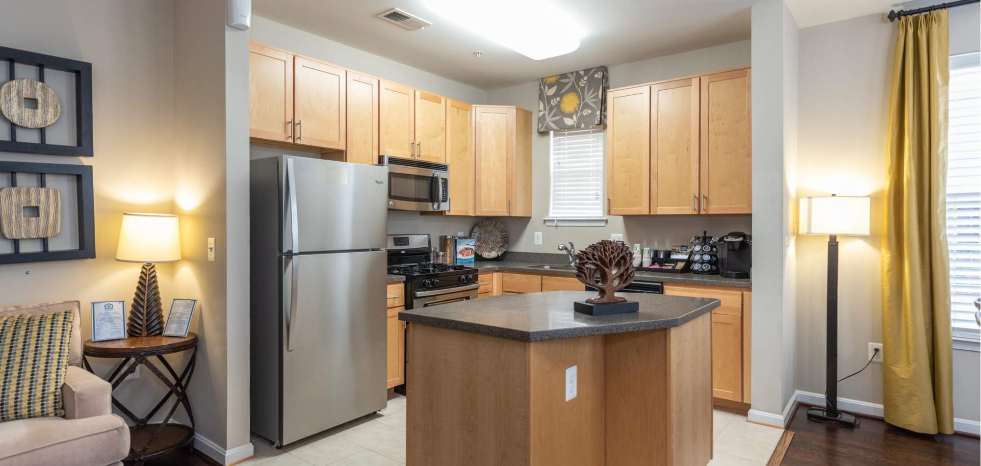 Kitchen with stainless-steel appliances at Commons on Potomac Square, Sterling, Virginia