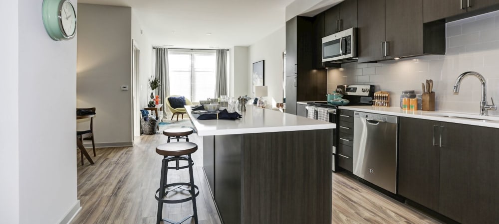 Nice kitchen in a model home at The Met Rockville in Rockville, Maryland