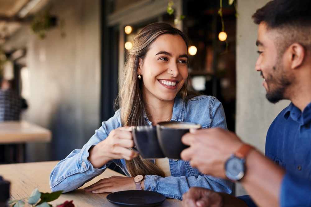 Resident couple at a coffee shop near Copper Landing in Airway Heights, Washington