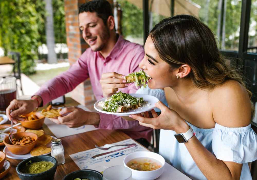 Residents having delicious food at a cafe near Red Knot at Edinburgh in Chesapeake, Virginia