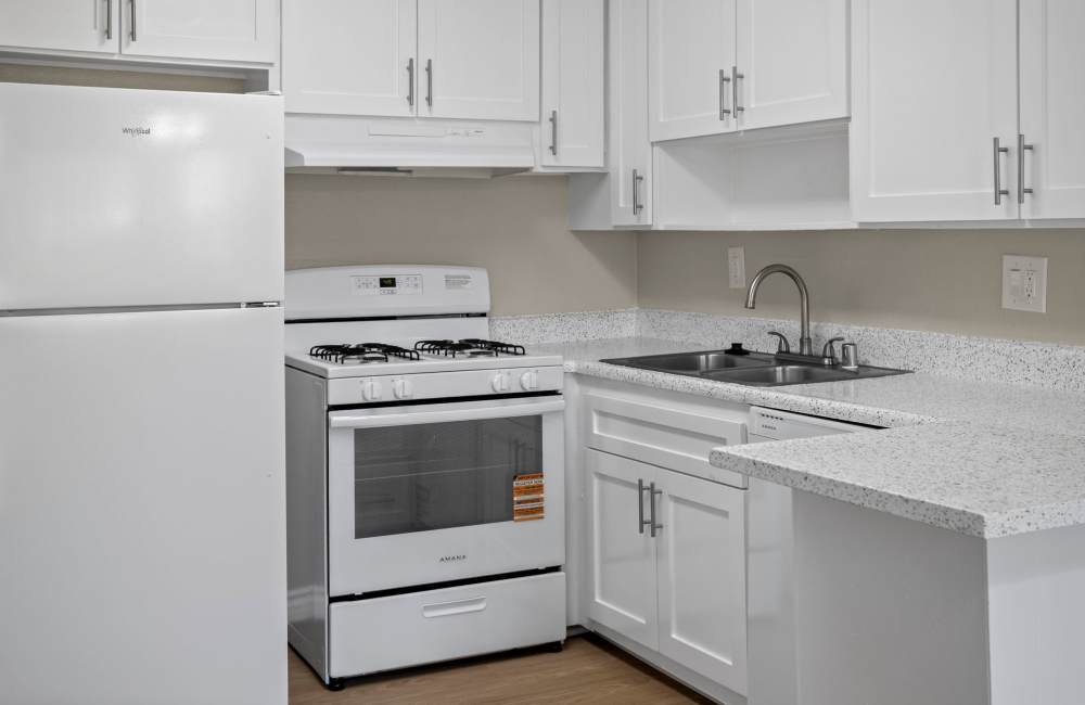 Apartment kitchen at Strada Apartments in Orange, California