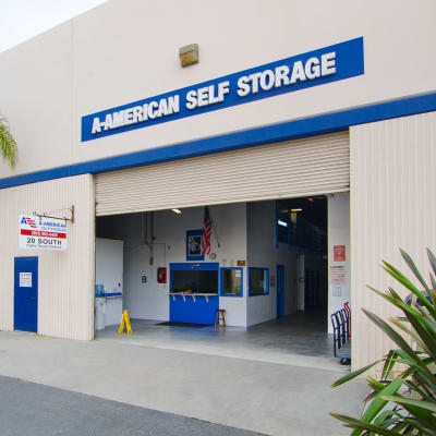 Outdoor storage units at A-American Self Storage in Los Angeles, California
