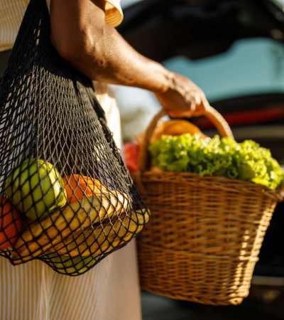 Resident shopping vegetable from market near Lakeview in Fort Worth, Texas