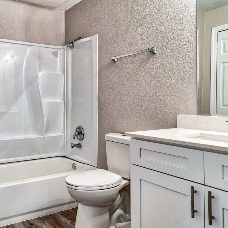Apartment bathroom at Dogwood Terrace Apartments in Woodville, Texas