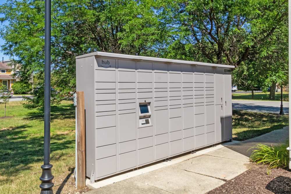 Amazon Hub package lockers at Parkside at Castleton Square in Indianapolis, Indiana