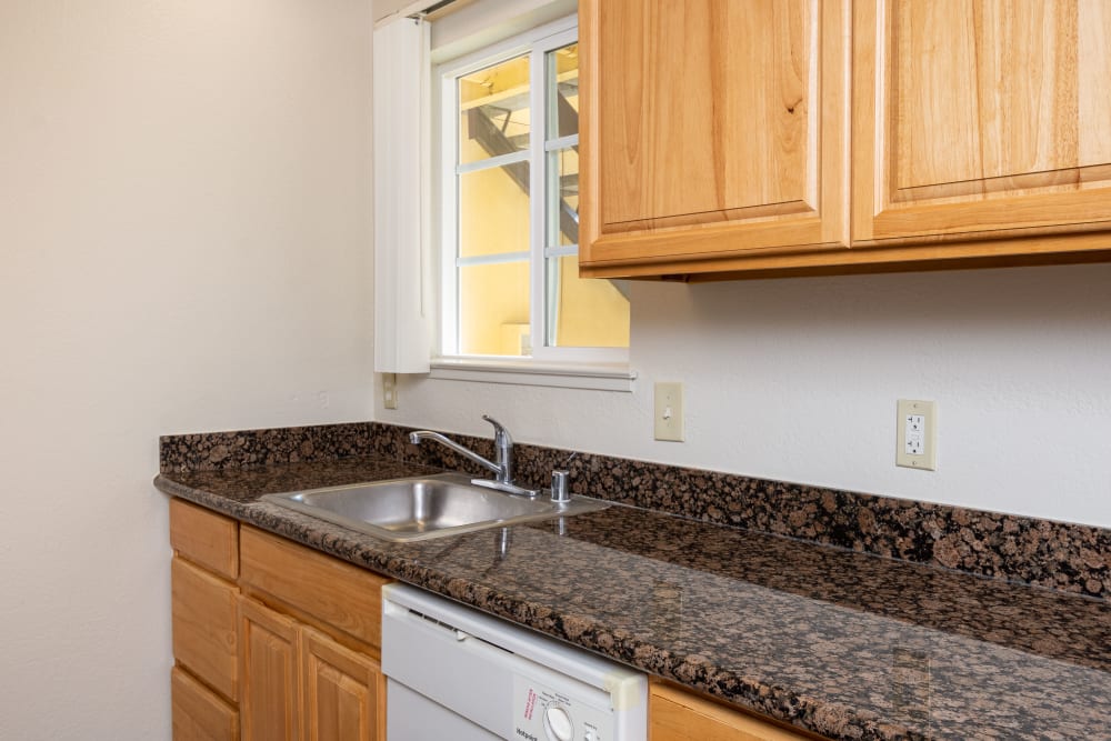 Renovated kitchen at Peppertree Apartment Homes, in San Jose, California.