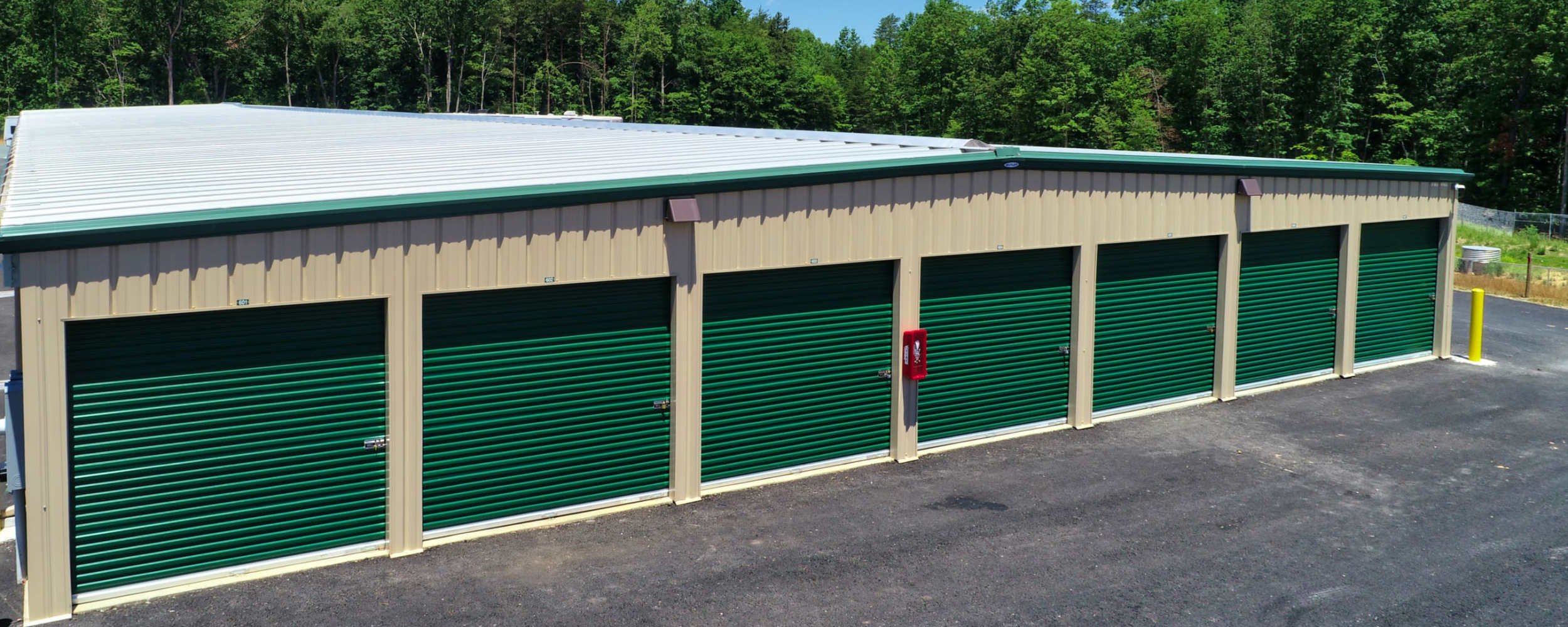 Aerial view of outdoor storage at Zion Crossroads Mini Storage in Zion Crossroads, Virginia