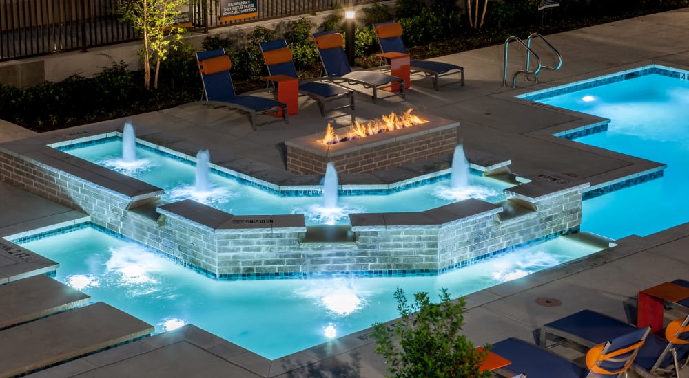 Outdoor Lounge with Fire Pit Alma Hub 121 in McKinney, Texas