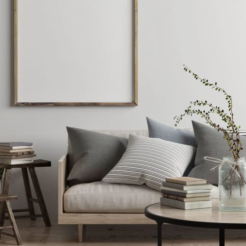 A furnished living room at Albany Hill Village in Albany, Georgia