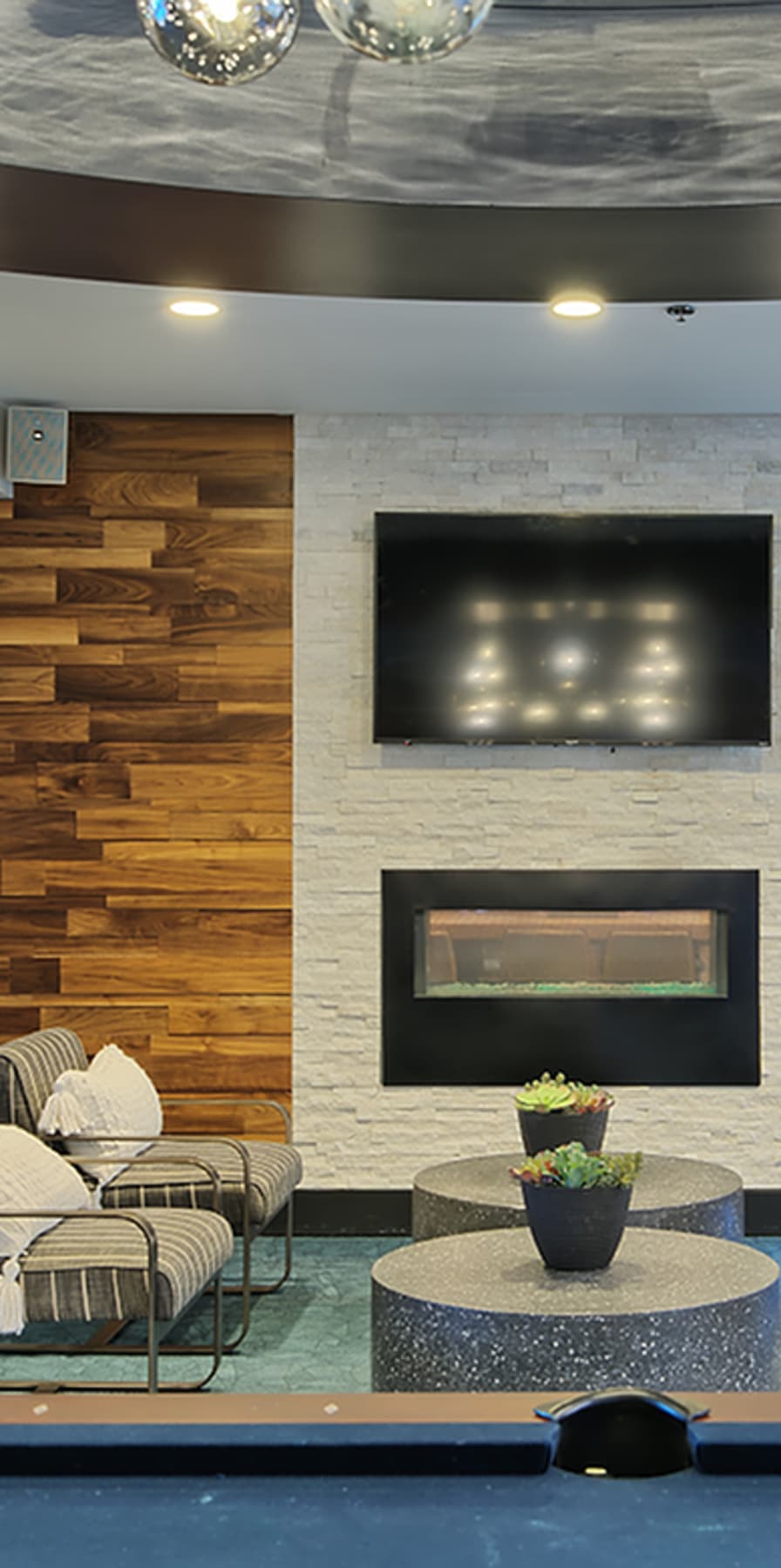 Social lounge seating at The Den in Columbia, Missouri