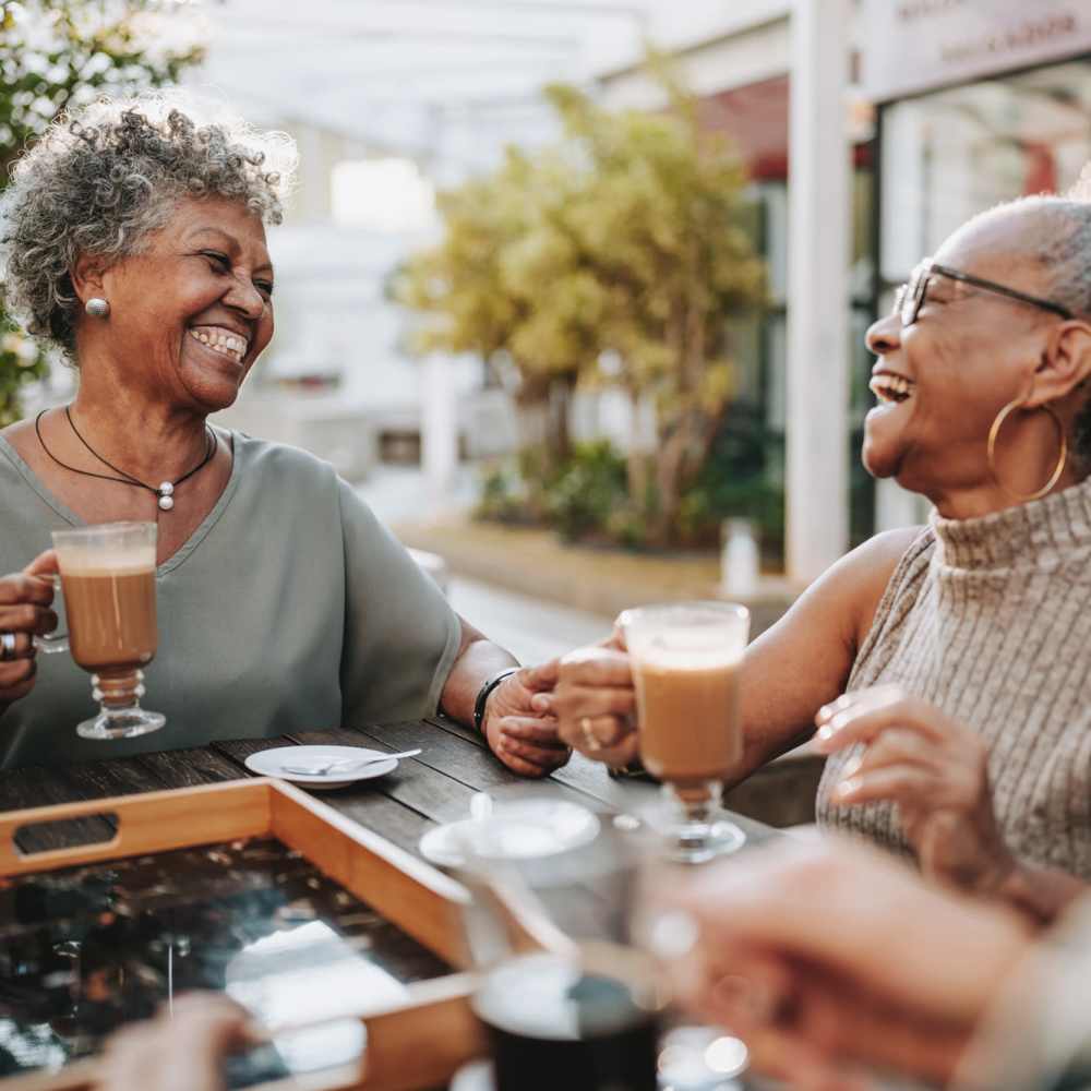 Residents out for a cup of coffee near Cherry Gardens in Charlotte, North Carolina