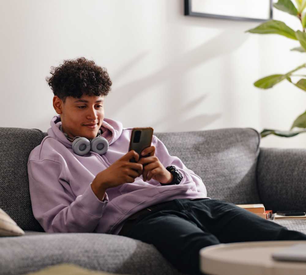 Resident using his mobile at Sage by Vintage in Reno, Nevada