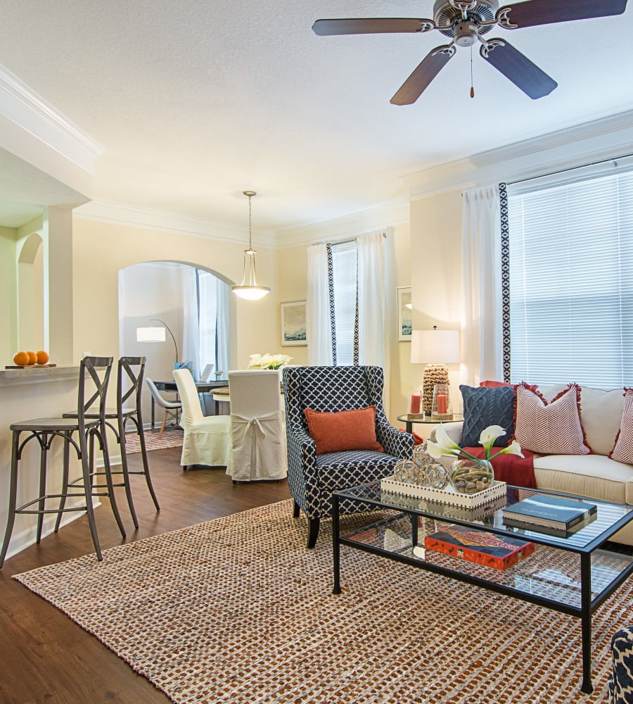 Cozy living room at Landings at Four Corners in Davenport, Florida