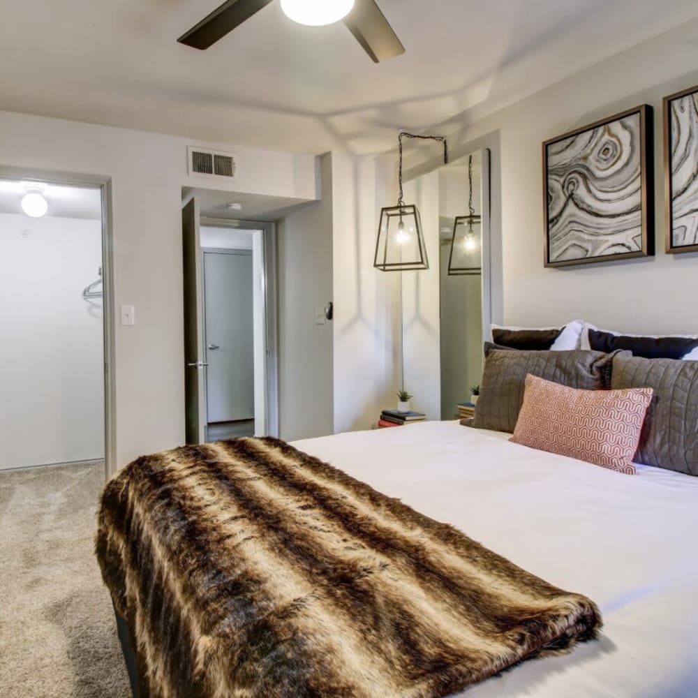 Bedroom area at NOAH Apartments in San Antonio, Texas 