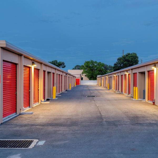 Well-lit, drive-up storage units at StorQuest Express in Ave Maria, Florida