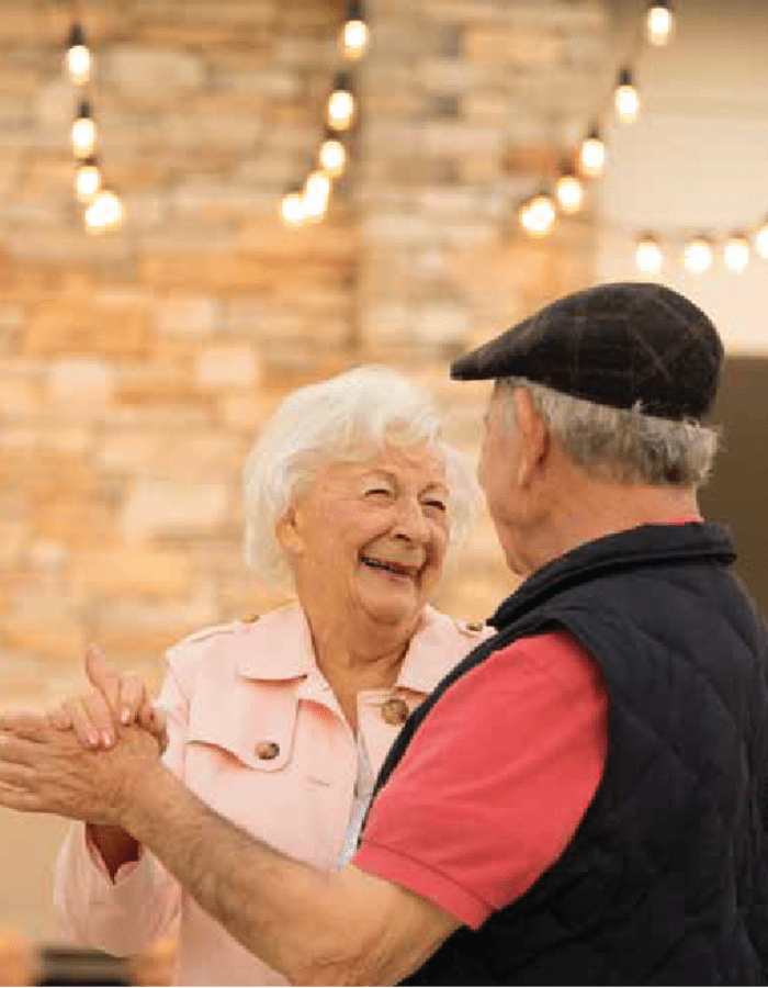 Senior couple dancing at Clearwater at The Arboretum in Austin, Texas