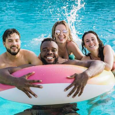 Residents swimming in the pool at Waterford Landing, Hermitage, Tennessee
