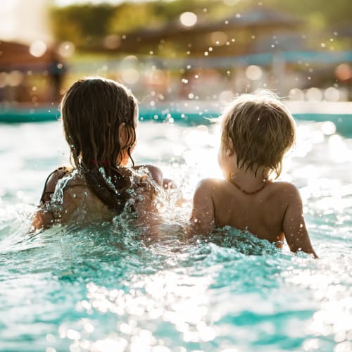 Kids playing in the swimming pool at The Beacon at Gateway in Scarborough, Maine