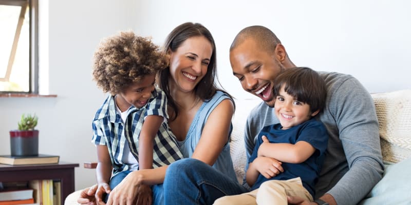 A family spending time together in a home at Prospect View in Santee, California