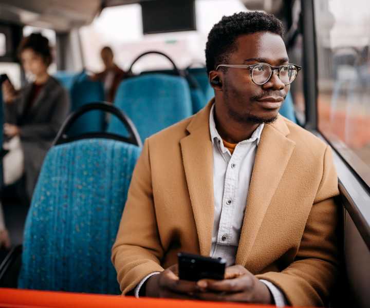 Resident traveling in public transport to Heather Hill Apartments in Temple Hills, Maryland