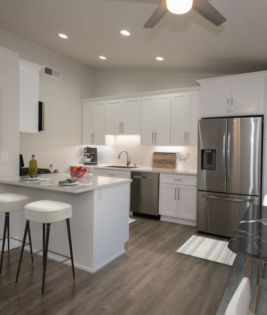 Renovated kitchen and dining area of Meritage Apartments in Lodi, California