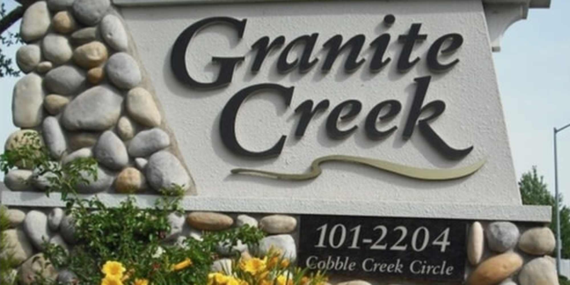 Sign at Granite Creek in Rocklin, California