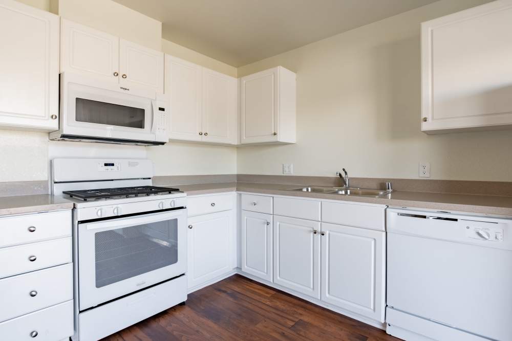 a bright kitchen at Sunflower Terrace in Twentynine Palms, California