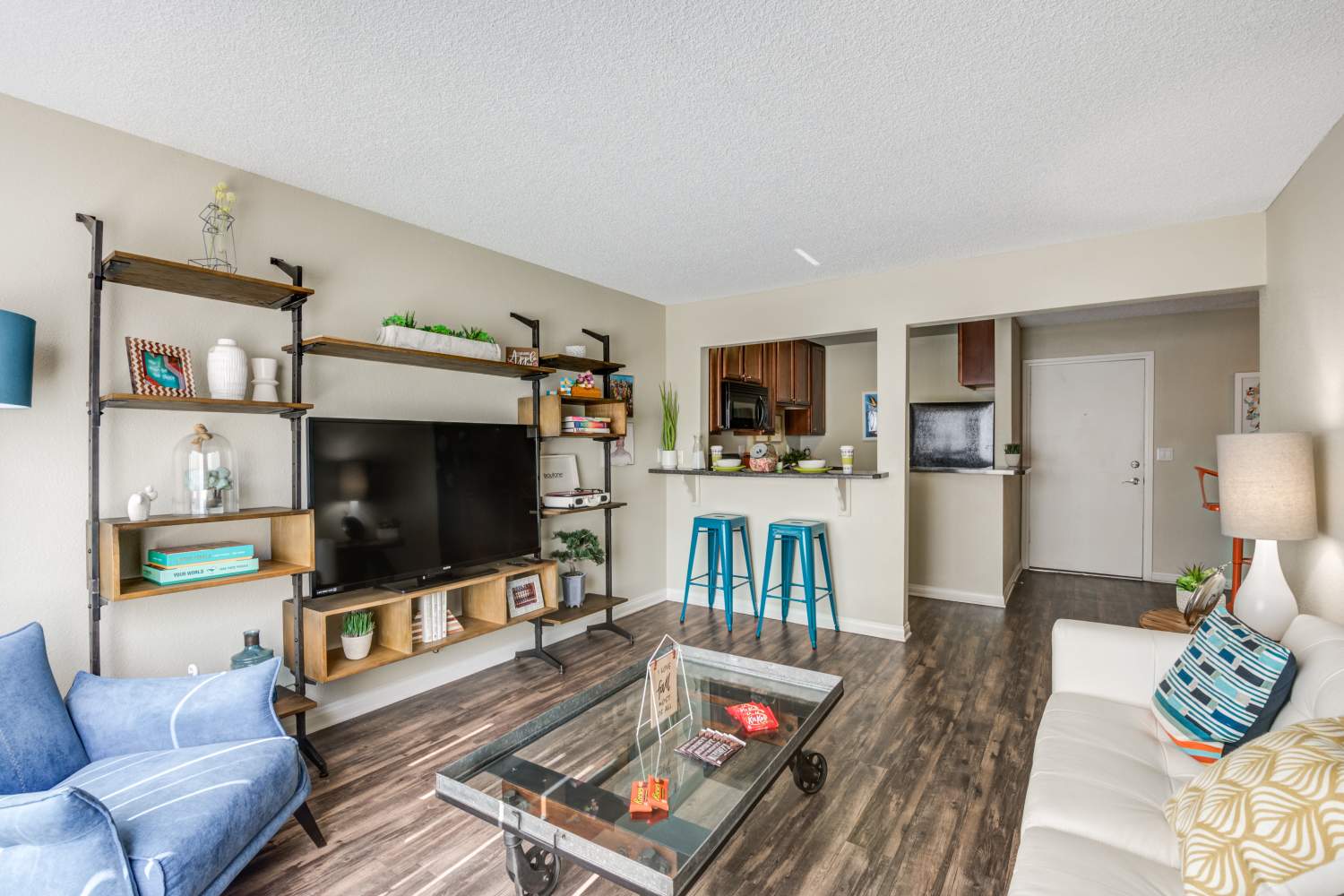 Modern and open living room floor plans UCA Apartment Homes in Fullerton, California