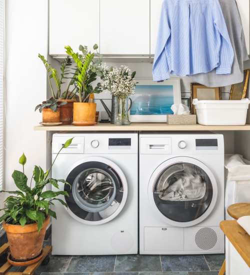 In-home washer and dryer at Amber Court in Fremont, California,