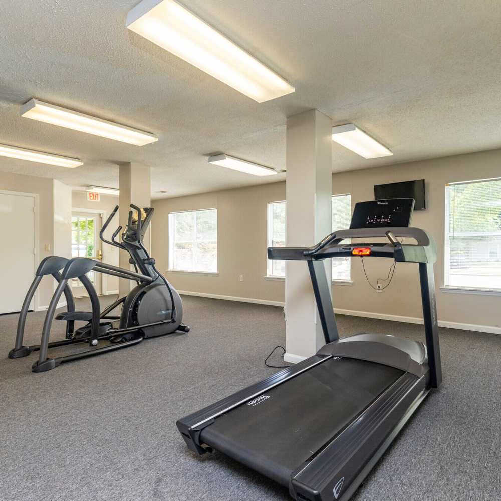 Fitness studio at West Village Apartments in Hillsborough, North Carolina
