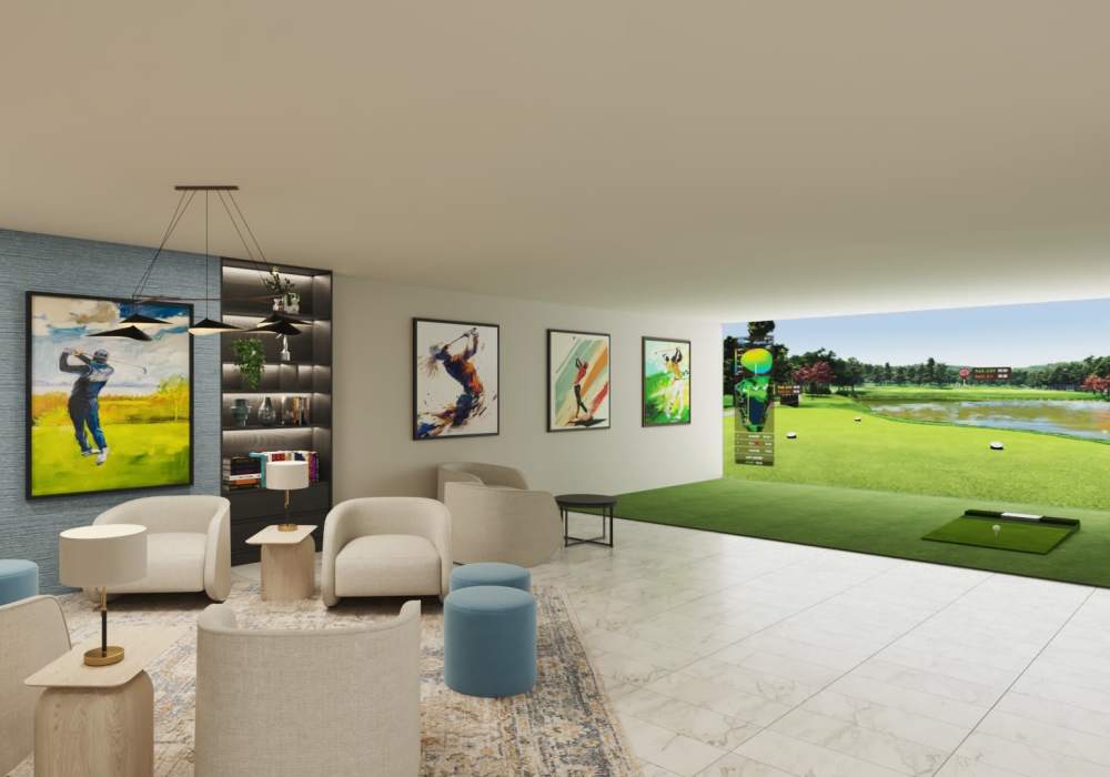 Golf simulator at The Maxx and The Alexandra in Pittsburgh, Pennsylvania