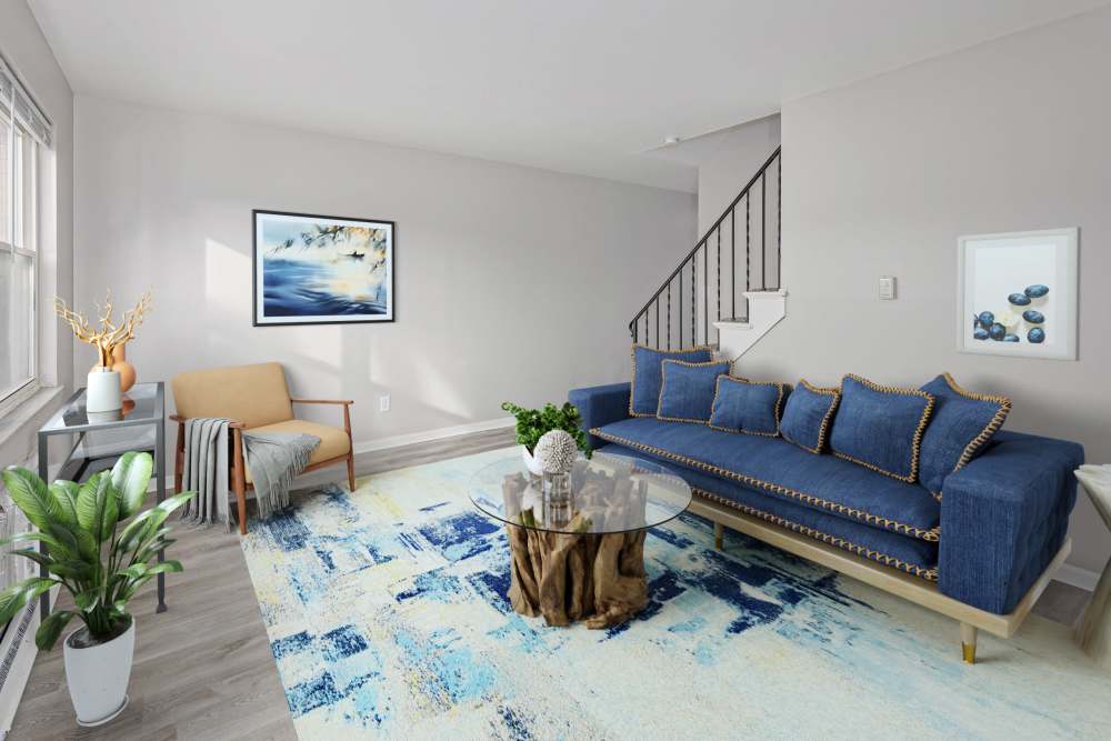 View of living room with carpet flooring at Eden Brooke Townhomes in Columbus, Ohio