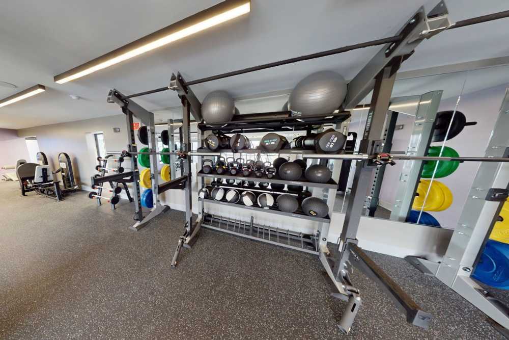 Fitness center with cardio equipment at Altitude at Baton Rouge in Baton Rouge, Louisiana