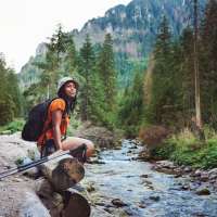 Resident enjoying her trek near InterUrban Apartments in Billings, Montana