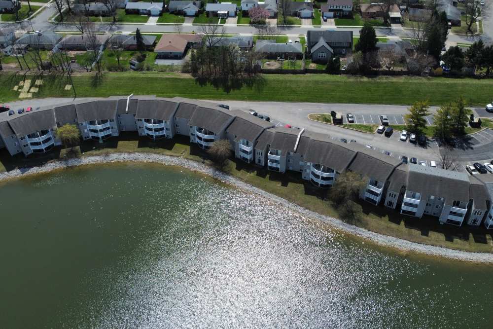 Aerial Apartments View and Lake at Eagle Lake Landing in Indianapolis, Indiana
